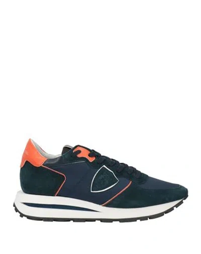 Philippe Model Man Sneakers Midnight Blue Size 9 Leather, Textile Fibers