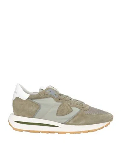 Philippe Model Man Sneakers Military Green Size 10 Leather, Textile Fibers In Multi