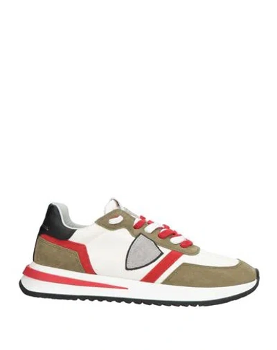 Philippe Model Man Sneakers Military Green Size 8 Leather, Textile Fibers