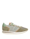 Philippe Model Man Sneakers Military Green Size 9 Leather, Textile Fibers