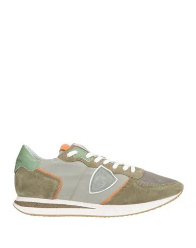 Philippe Model Man Sneakers Military Green Size 9 Leather, Textile Fibers