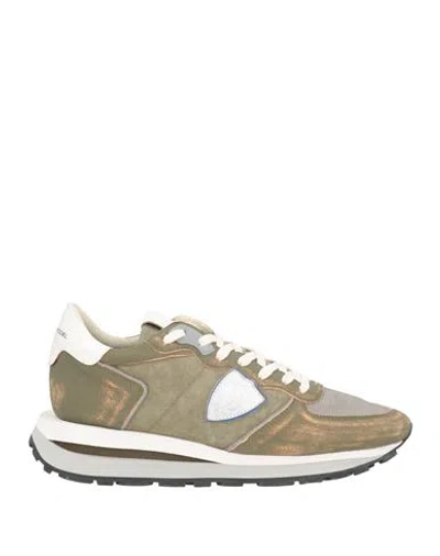 Philippe Model Man Sneakers Military Green Size 9 Leather, Textile Fibers