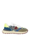 Philippe Model Man Sneakers Military Green Size 9 Leather, Textile Fibers In Green