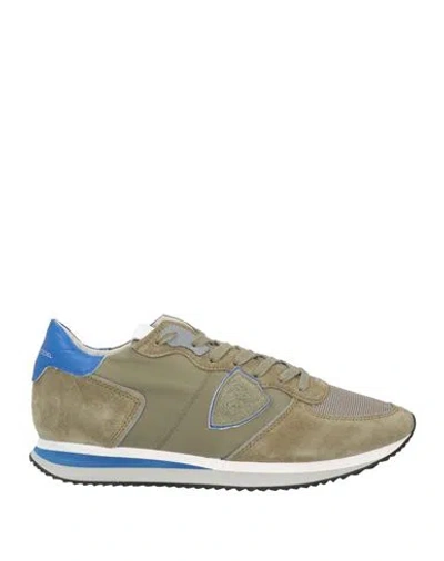 Philippe Model Man Sneakers Military Green Size 9 Leather, Textile Fibers