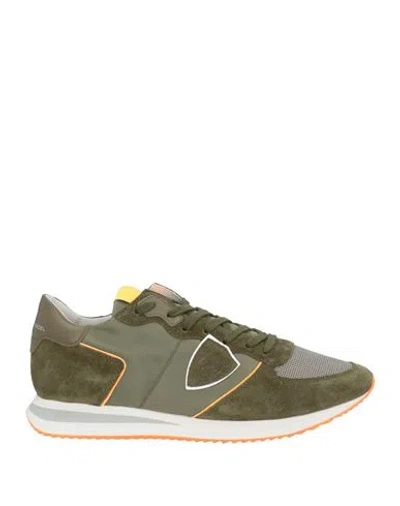 Philippe Model Man Sneakers Military Green Size 9 Leather, Textile Fibers