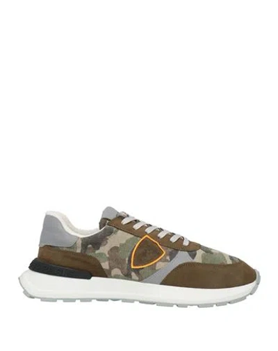 Philippe Model Man Sneakers Military Green Size 9 Textile Fibers, Leather