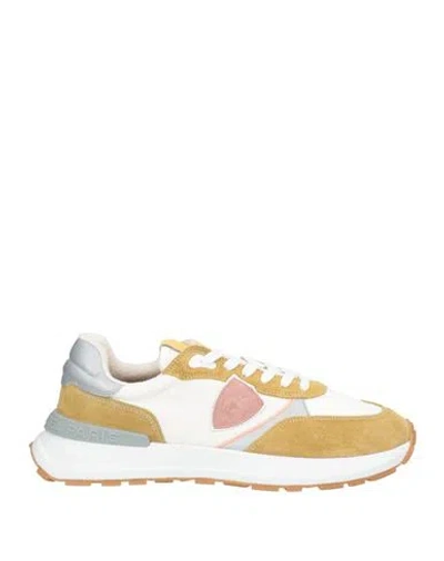 Philippe Model Man Sneakers Mustard Size 9 Leather, Textile Fibers In Yellow