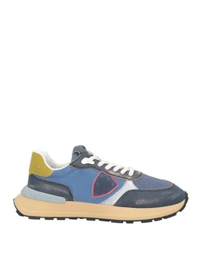 PHILIPPE MODEL PHILIPPE MODEL MAN SNEAKERS NAVY SIZE 8 LEATHER, TEXTILE FIBERS