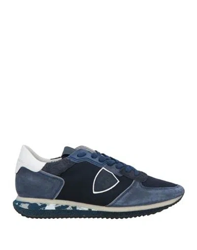 Philippe Model Man Sneakers Navy Size 9 Leather, Textile Fibers In Navy Blue