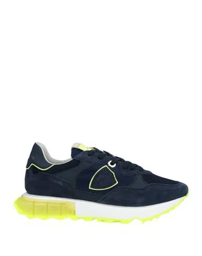 Philippe Model Man Sneakers Navy Size 9 Leather, Textile Fibers In Navy Blue