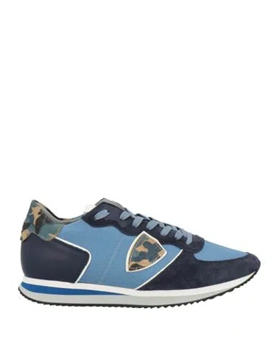 Philippe Model Man Sneakers Navy Size 8 Textile Fibers, Leather In Blue