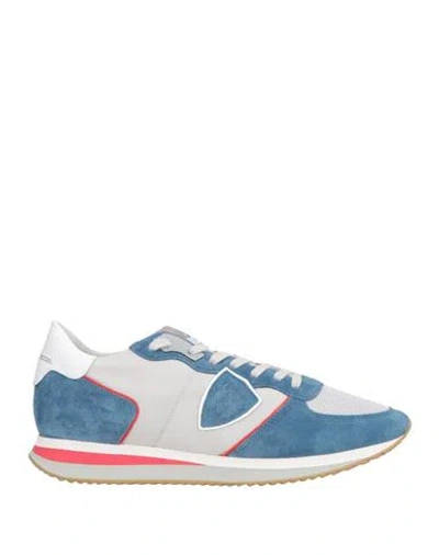 Philippe Model Man Sneakers Pastel Blue Size 9 Leather, Textile Fibers