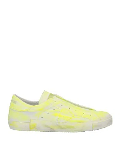 Philippe Model Man Sneakers Pastel Yellow Size 4 Textile Fibers, Soft Leather
