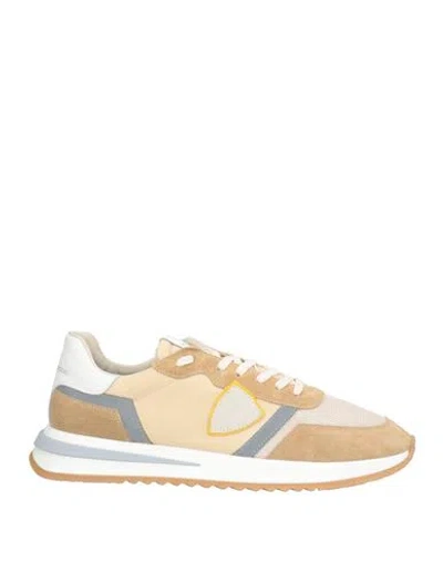 Philippe Model Man Sneakers Sand Size 13 Leather, Textile Fibers In Brown