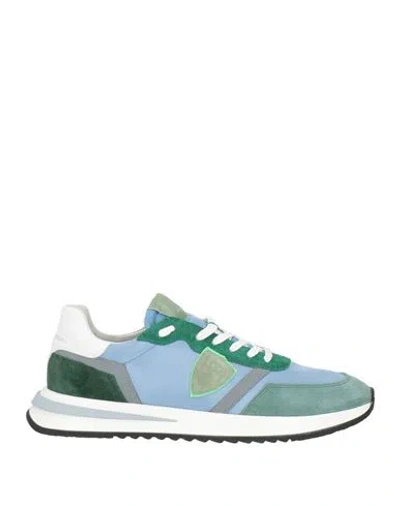 Philippe Model Man Sneakers Sky Blue Size 10 Leather, Textile Fibers In Multi