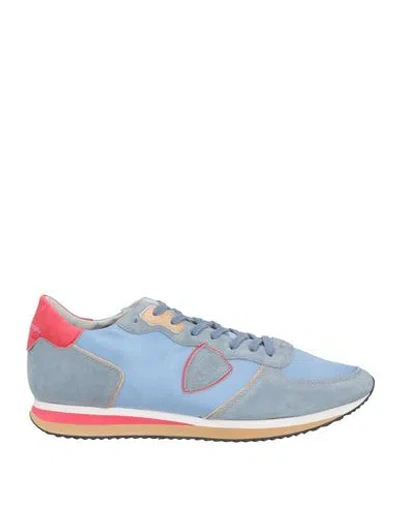 Philippe Model Man Sneakers Sky Blue Size 12 Leather, Textile Fibers