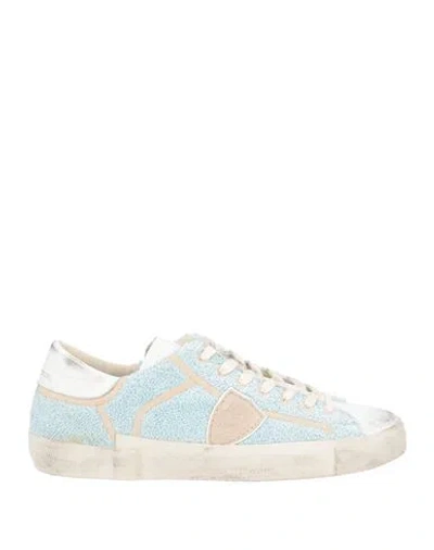 Philippe Model Man Sneakers Sky Blue Size 8 Leather, Textile Fibers