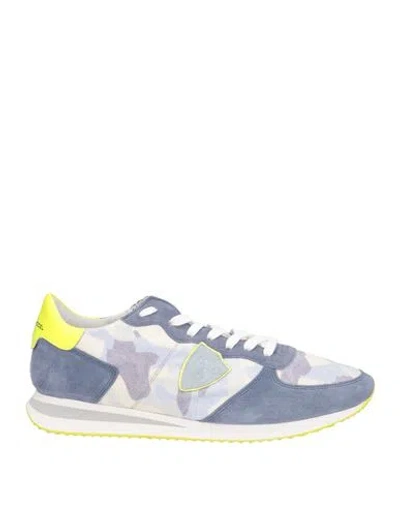 Philippe Model Man Sneakers Slate Blue Size 7 Leather, Textile Fibers
