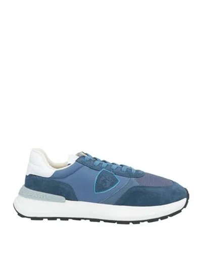 Philippe Model Man Sneakers Slate Blue Size 7 Leather, Textile Fibers