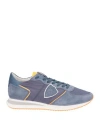 Philippe Model Man Sneakers Slate Blue Size 9 Leather, Textile Fibers In Blue