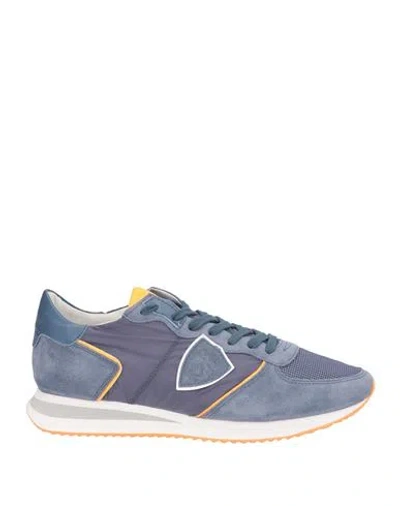 Philippe Model Man Sneakers Slate Blue Size 9 Leather, Textile Fibers