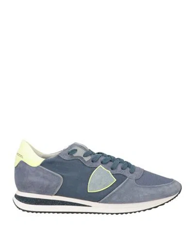 Philippe Model Man Sneakers Slate Blue Size 9 Leather, Textile Fibers