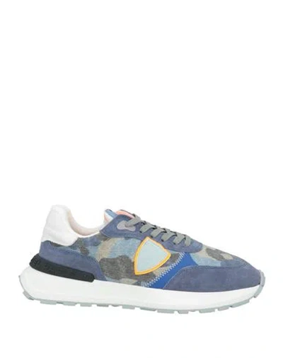 Philippe Model Man Sneakers Slate Blue Size 9 Leather, Textile Fibers