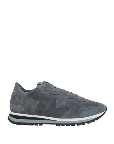 Philippe Model Man Sneakers Charcoal Size 9 Leather, Textile Fibers In Grey