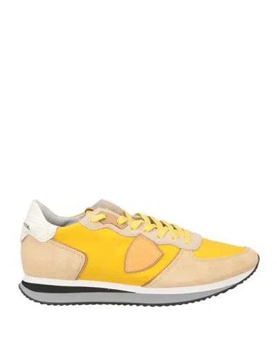 Philippe Model Man Sneakers Yellow Size 9 Leather, Textile Fibers In Neutral