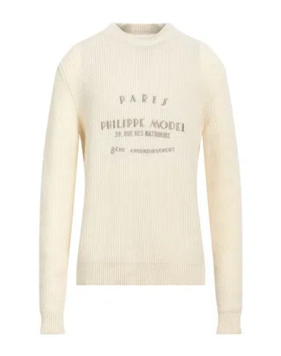 Philippe Model Man Sweater Ivory Size Xl Merino Wool In White