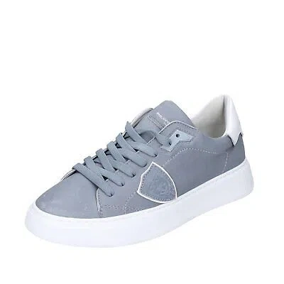 Pre-owned Philippe Model Men's Shoes  11 (eu 44) Sneakers Gray Leather Ex652-44