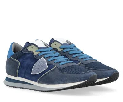 Philippe Model Men's Tropez X Low Daim Sneakers In Mixage Blue
