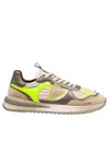 Philippe Model Olympique Sneakers In Leather And Fabric Color Military Green And Yellow In Multicolor