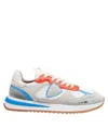 Philippe Model Olympique Sneakers In Leather And Fabric Color White, Grey And Orange In White