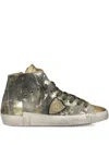 Philippe Model Metallic High-top Sneakers In Gray