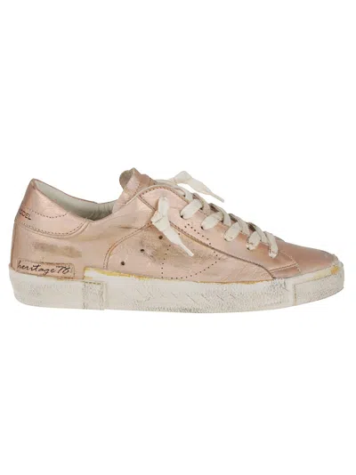 Philippe Model Metallic Sneakers With Leather Blend In Silver