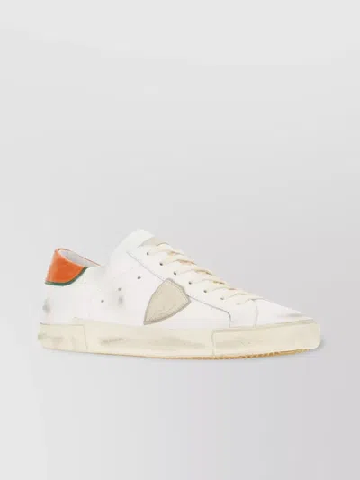 Philippe Model Multicolor Leather Sneakers Vintage Effect In Yellow