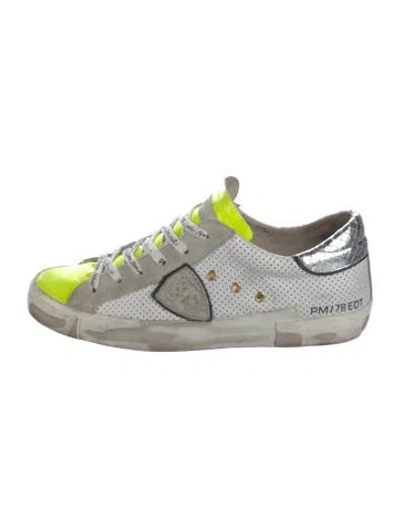 Pre-owned Philippe Model Neoprene Colorblock Pattern Sneakers In Silver
