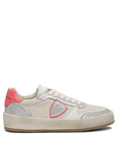 Philippe Model Nice Beige Coral Sneaker In Silver