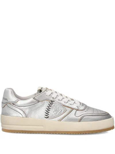 Philippe Model Nice Leather Baseball-stitch Sneakers In Gray