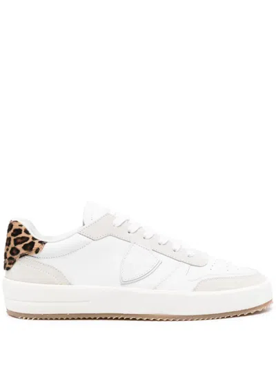 Philippe Model Nice Leopard-print Sneakers In White