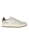 Philippe Model Nice Low Sneakers In White Suede And Leather In White