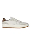 Philippe Model Nice Low Sneakers In White Suede And Leather In White