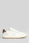 Philippe Model Nice Low Sneakers In White Suede And Leather In White
