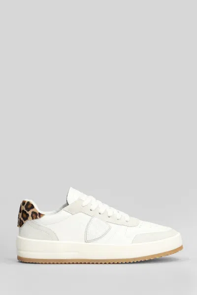PHILIPPE MODEL NICE LOW SNEAKERS IN WHITE SUEDE AND LEATHER