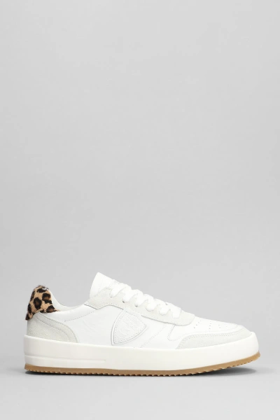Philippe Model Nice Low Sneakers In White Suede And Leather
