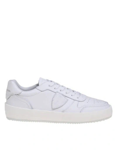PHILIPPE MODEL NICE LOW WHITE LEATHER SNEAKERS