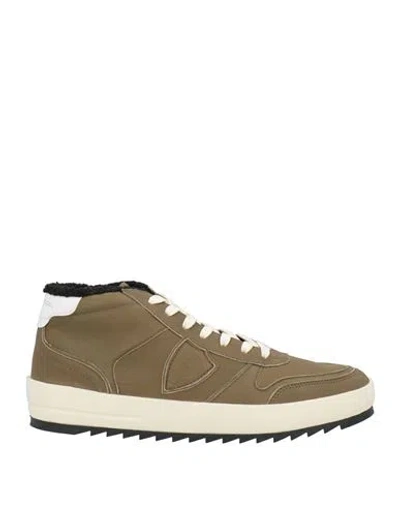Philippe Model Nice Man Sneakers Military Green Size 9 Leather In Gray