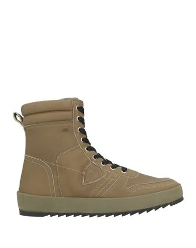 Philippe Model Nice Man Sneakers Military Green Size 9 Leather In Brown