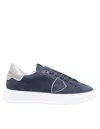 Philippe Model Temple Low Sneakers In Nubuk Blue Color In Blue